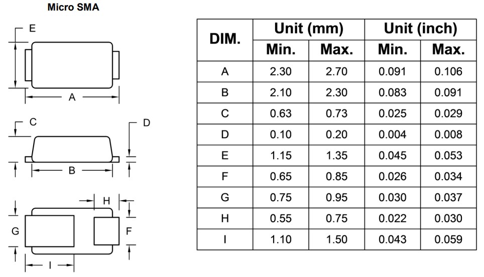 Mechanical Drawing - Taiwan Semiconductor TSU Trench Schottky Rectifiers